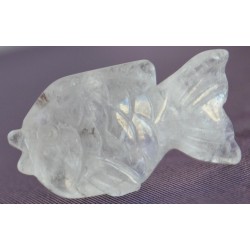 Өнгөгүй тунгалаг болор чулуугаар сийлж урласан Загас сувинер 