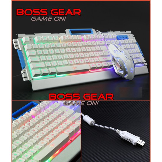 Gaming Keyboard and Mouse Combo,Backlit Keyboard and Mouse Set Rainbow LED Backlight with Mobile Phone Stand Holder + Mouse Pad k33 багц