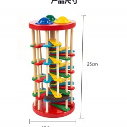 Хүүхдийн модон жижиг бөмбөг, шатаар өнхрүүлдэг, алх бүхий тоглоом Хүүхдийн модон жижиг бөмбөг, шатаар өнхрүүлдэг, алх бүхий тоглоом